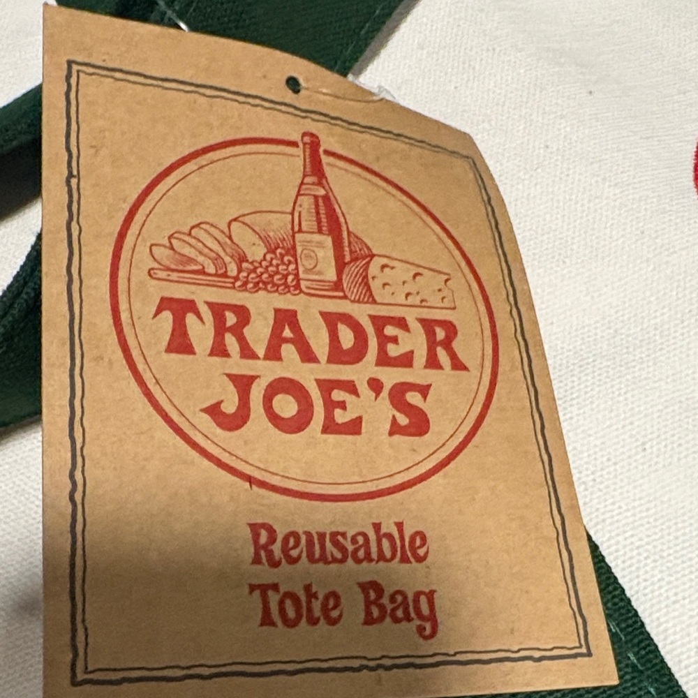 Trader Joe's set of 2 LARGE Tote Bags - Green and Navy (one of each) - Picture 2 of 4
